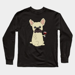 Cool French Bulldog Wine Long Sleeve T-Shirt